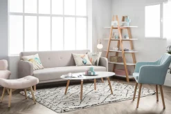 New Miliboo Sillón escandinavo gris claro y patas roble ALEYNA