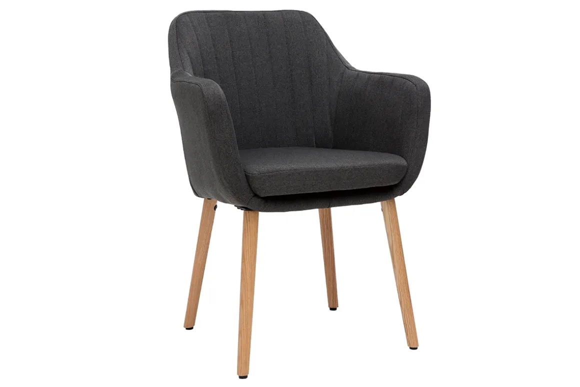 Clearance Miliboo Sillón escandinavo gris oscuro y patas roble ALEYNA