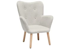 Cheap Miliboo Sillón infantil escandinavo de tela efecto terciopelo beige y madera clara BABY BRISTOL