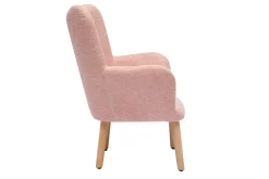 Discount Miliboo Sillón infantil escandinavo de terciopelo rosa y madera clara BABY BRISTOL