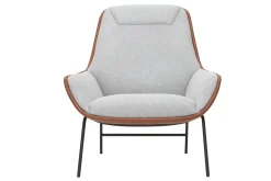 Store Miliboo Sillón marrón con tejido efecto terciopelo gris MARCEAU