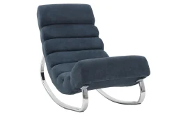 Outlet Miliboo Sillón mecedora moderno efecto terciopelo azul TAYLOR
