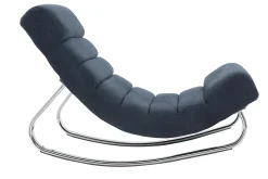 Outlet Miliboo Sillón mecedora moderno efecto terciopelo azul TAYLOR