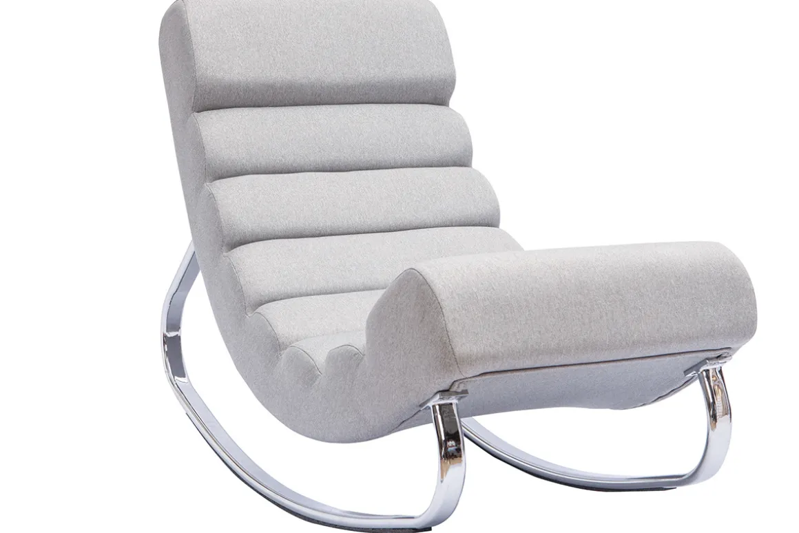 Store Miliboo Sillón mecedora moderno en tejido gris claro TAYLOR