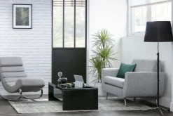 Store Miliboo Sillón mecedora moderno en tejido gris claro TAYLOR