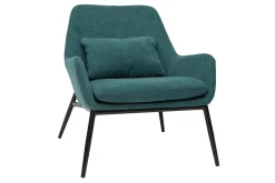 Best Miliboo Sillón moderno con tejido efecto aterciopelado azul petróleo y metal negro MAXINE