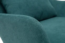 Best Miliboo Sillón moderno con tejido efecto aterciopelado azul petróleo y metal negro MAXINE