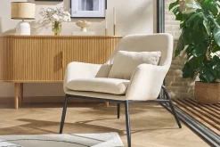 Best Miliboo Sillón moderno con tejido efecto aterciopelado azul petróleo y metal negro MAXINE