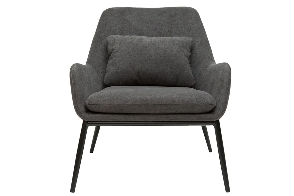 Best Miliboo Sillón moderno con tejido efecto aterciopelado gris oscuro y metal negro MAXINE
