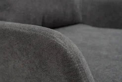 Best Miliboo Sillón moderno con tejido efecto aterciopelado gris oscuro y metal negro MAXINE