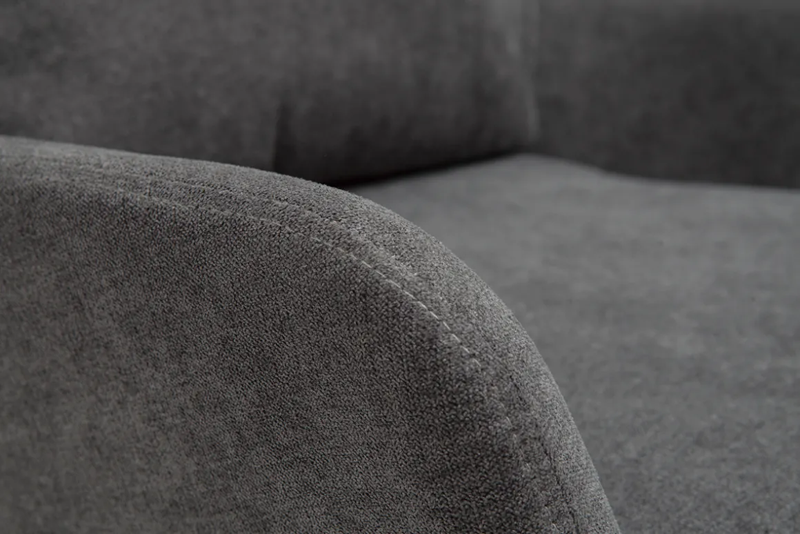 Best Miliboo Sillón moderno con tejido efecto aterciopelado gris oscuro y metal negro MAXINE