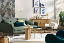 Best Miliboo Sillón moderno con tejido efecto aterciopelado gris oscuro y metal negro MAXINE