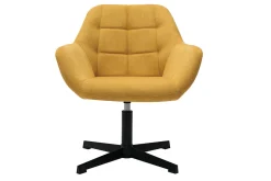 Best Sale Miliboo Sillón moderno con tejido efecto aterciopelado amarillo mostaza y metal negro MAXINE