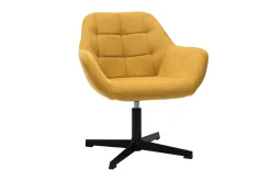Best Sale Miliboo Sillón moderno con tejido efecto aterciopelado amarillo mostaza y metal negro MAXINE