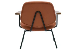 Outlet Miliboo Sillón moderno de borreguillo color terracota, metal negro y madera oscura BARNET
