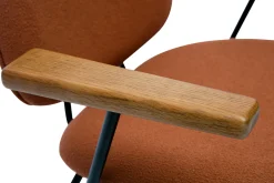 Outlet Miliboo Sillón moderno de borreguillo color terracota, metal negro y madera oscura BARNET