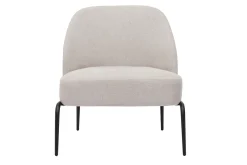 Outlet Miliboo Sillón moderno de tejido efecto aterciopelado texturizado beige y metal negro BREGO