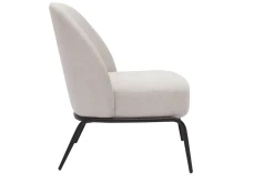 Outlet Miliboo Sillón moderno de tejido efecto aterciopelado texturizado beige y metal negro BREGO