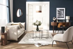 Outlet Miliboo Sillón moderno de tejido efecto aterciopelado texturizado beige y metal negro BREGO
