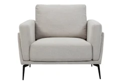 Hot Miliboo Sillón moderno de tejido efecto aterciopelado texturizado beige y metal negro MOSCO