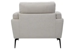 Hot Miliboo Sillón moderno de tejido efecto aterciopelado texturizado beige y metal negro MOSCO