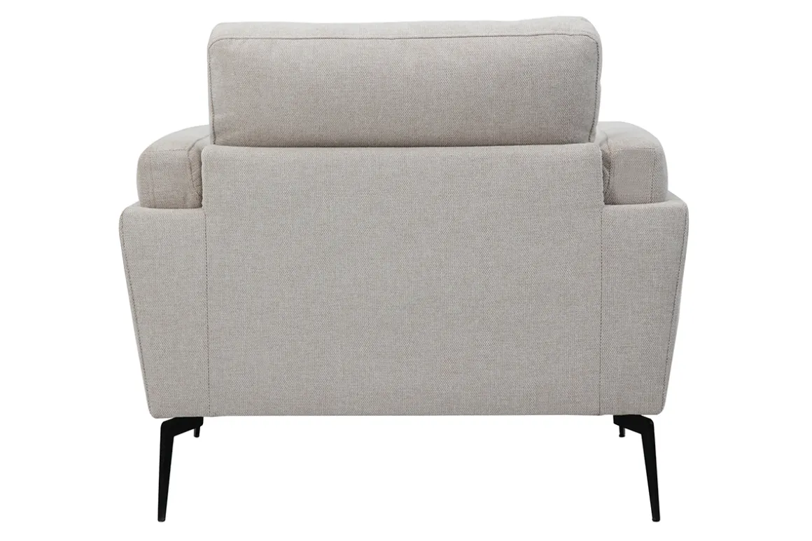Hot Miliboo Sillón moderno de tejido efecto aterciopelado texturizado beige y metal negro MOSCO