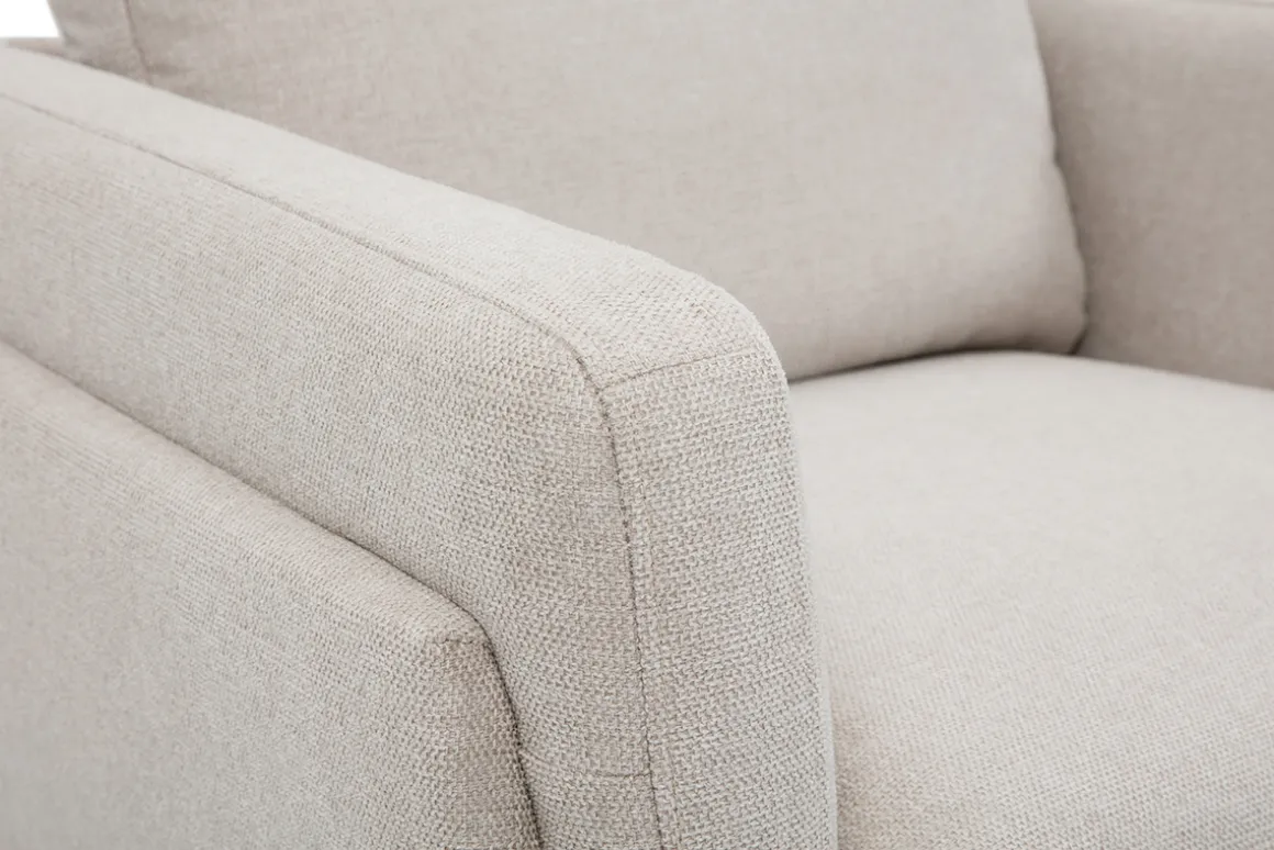 Hot Miliboo Sillón moderno de tejido efecto aterciopelado texturizado beige y metal negro MOSCO