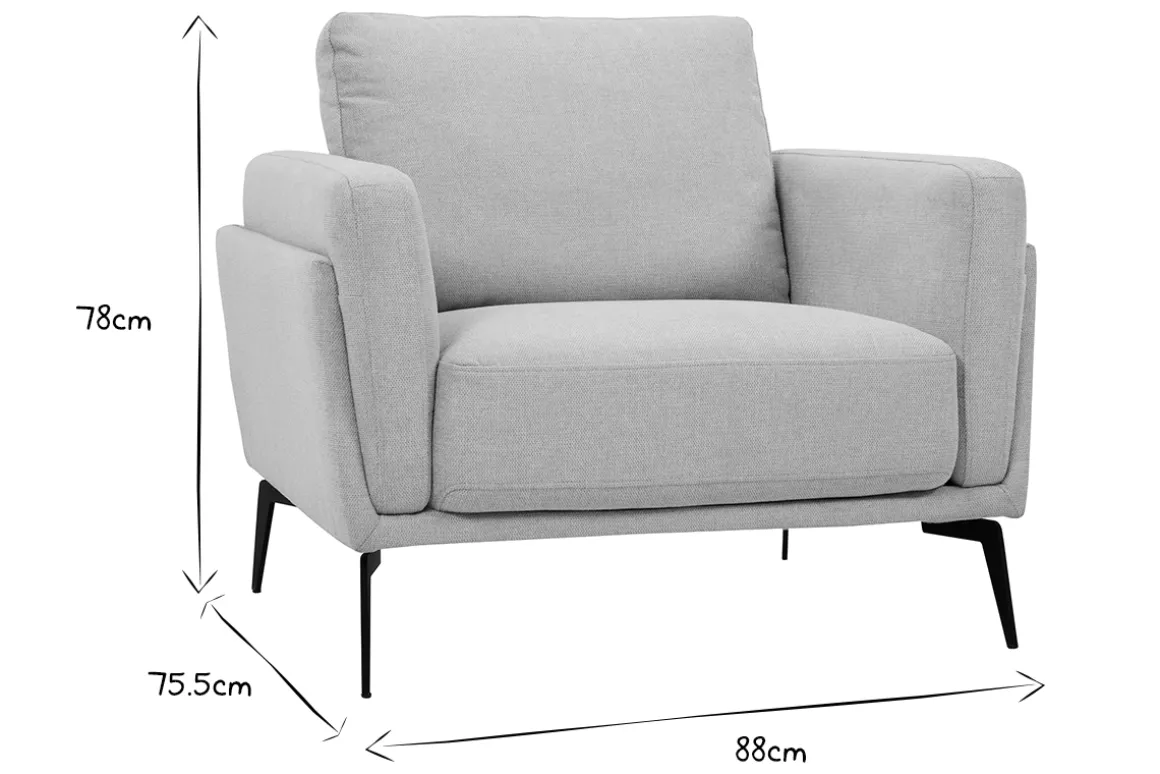 Hot Miliboo Sillón moderno de tejido efecto aterciopelado texturizado beige y metal negro MOSCO