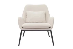 Cheap Miliboo Sillón moderno de tejido efecto aterciopelado beige y metal negro MAXINE