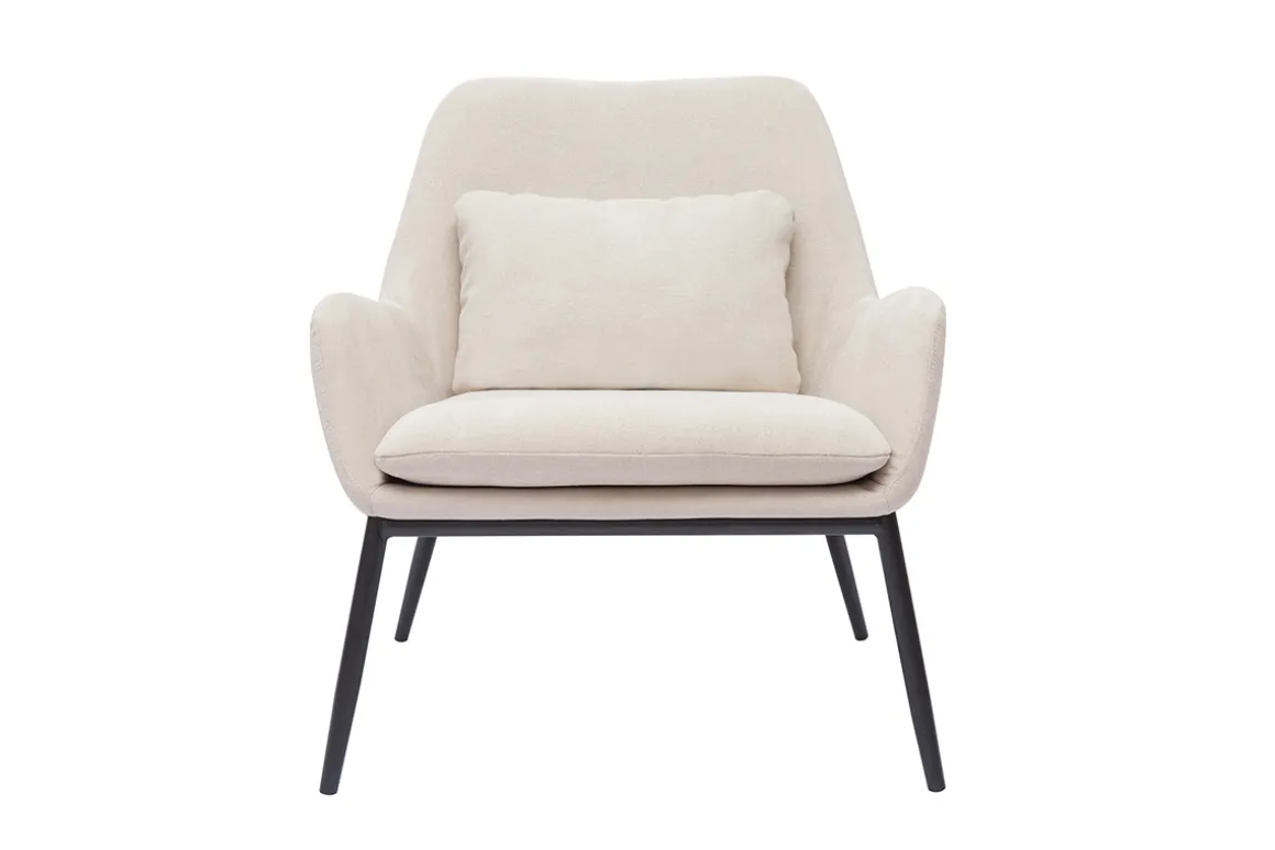 Cheap Miliboo Sillón moderno de tejido efecto aterciopelado beige y metal negro MAXINE
