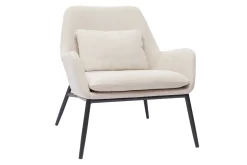 Cheap Miliboo Sillón moderno de tejido efecto aterciopelado beige y metal negro MAXINE