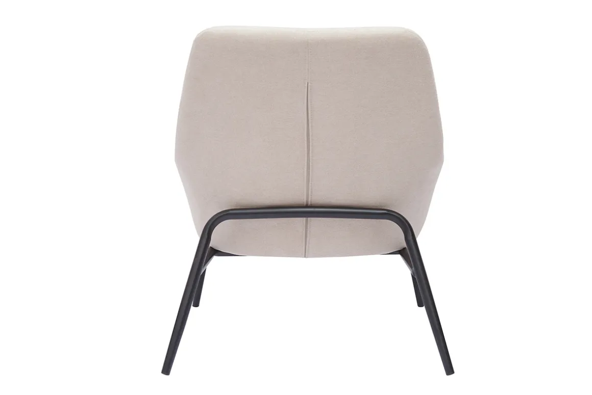 Cheap Miliboo Sillón moderno de tejido efecto aterciopelado beige y metal negro MAXINE
