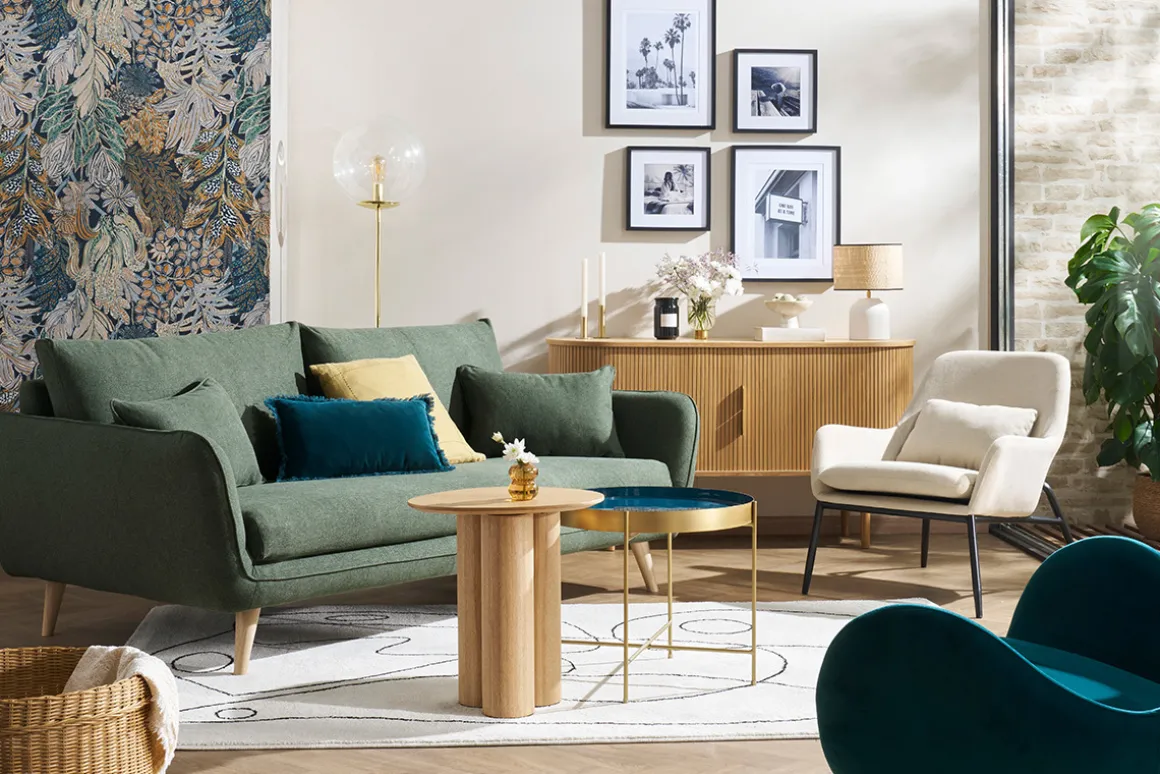 Cheap Miliboo Sillón moderno de tejido efecto aterciopelado beige y metal negro MAXINE
