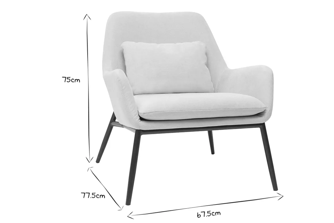 Cheap Miliboo Sillón moderno de tejido efecto aterciopelado beige y metal negro MAXINE