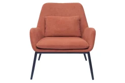 Best Sale Miliboo Sillón moderno de tejido efecto aterciopelado terracota y metal negro MAXINE