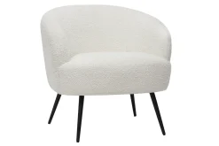 Discount Miliboo Sillón moderno de tela efecto borreguillo color crudo y metal negro MAGGIE