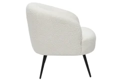 Discount Miliboo Sillón moderno de tela efecto borreguillo color crudo y metal negro MAGGIE