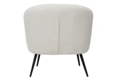 Discount Miliboo Sillón moderno de tela efecto borreguillo color crudo y metal negro MAGGIE