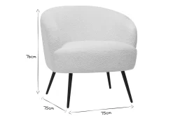 Discount Miliboo Sillón moderno de tela efecto borreguillo color crudo y metal negro MAGGIE