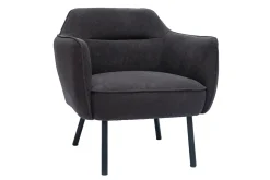 Cheap Miliboo Sillón moderno de tela efecto aterciopelado gris oscuro LAURENS