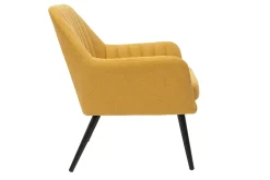Clearance Miliboo Sillón moderno de tela efecto aterciopelado texturizado amarillo mostaza y metal negro GASTON