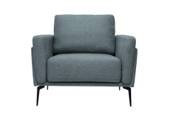 Cheap Miliboo Sillón moderno de tela verde grisáceo y metal negro MOSCO