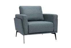 Cheap Miliboo Sillón moderno de tela verde grisáceo y metal negro MOSCO