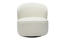 Best Sale Miliboo Sillón moderno giratorio de borreguillo blanco AMBER