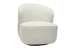 Best Sale Miliboo Sillón moderno giratorio de borreguillo blanco AMBER