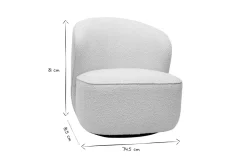 Best Sale Miliboo Sillón moderno giratorio de borreguillo blanco AMBER