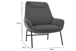 Store Miliboo Sillón moderno marrón de tejido efecto aterciopelado texturizado gris oscuro MARCEAU