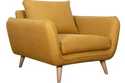Hot Miliboo Sillón nórdico amarillo comino y madera CREEP