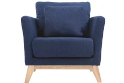 Best Sale Miliboo Sillón nórdico azul oscuro patas madera clara OSLO