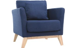Best Sale Miliboo Sillón nórdico azul oscuro patas madera clara OSLO